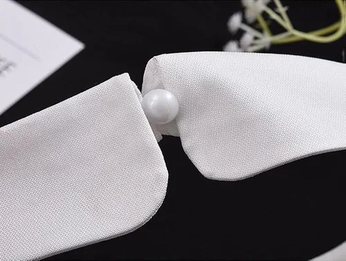 Vista 4 de Huliyhus Collar falso desmontable con solapa y puños de muñeca con cuello falso, mangas falsas desmontables
