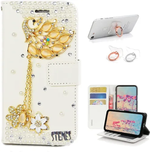 Vista 6 de Bling - Funda de piel con soporte para anillos, diseño 3D hecho a mano, 2 unidades, SBLDwRSSeries-18