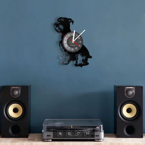 Vista 4 de Reloj de pared Schnauzer de 12 pulgadas, reloj de pared de perro Schnauzer gigante de raza de perro, disco de vinilo, reloj de pared para perros