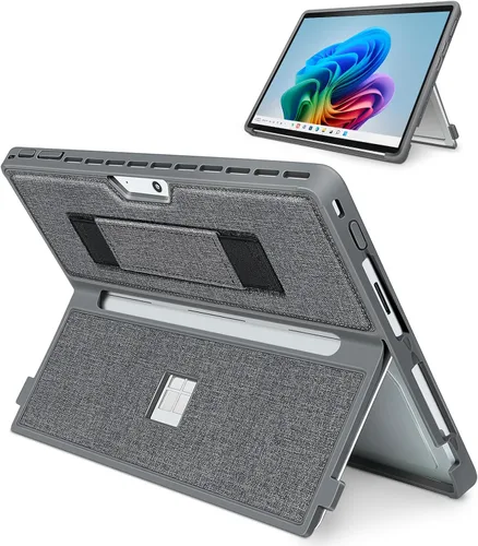 Vista 16 de Funda para Microsoft Surface Pro 11/10/9/8 de 13 pulgadas, con cubierta de stent y correa de mano, todo en uno a prueba de golpes, funda resistente