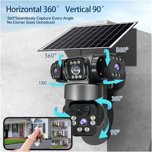 Vista 4 de Cámara IP de seguridad al aire libre solar WiFi de 15MP 8K Enchufe de EE. UU.
