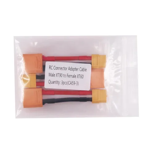 Vista 2 de Adaptador convertidor de conector XT90 macho a XT60 hembra con cable de 12 awg de 1.96 pulgadas y 2.0 in (paquete de 3)