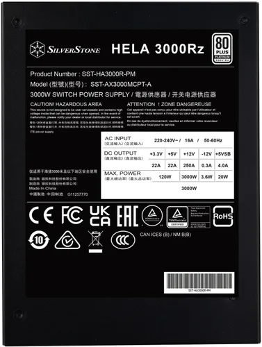 Vista 8 de Silverstone Technology HELA 1300R Platinum ATX 3.0 / PCIe Gen 5 1300W Fuente de alimentación totalmente modular con dimensiones compactas