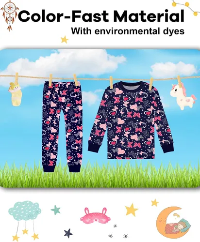 Vista 7 de KOBERO Pijamas de Navidad para niños y niñas de 18 meses-12 años, ropa de dormir 100% algodón