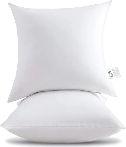 Vista 9 de HITO 12x20 Insertos de almohada (Juego de 2) - Fundas de almohada decorativas 100% algodón con relleno de alternativa al plumón, color blanco