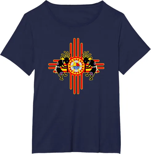 Vista 16 de Native American Kokopelli Kachina Zia Symbol 2 - Camiseta divertida para fanáticos, Negro