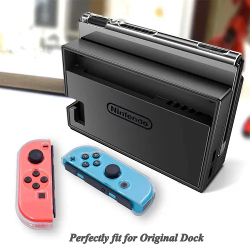 Vista 3 de Dockable Clear Case for Nintendo Switch, VANJUNN 3 in 1 Protective Case Cover for Nintendo Switch and Joy-Con Controller with Clear Grip Cover