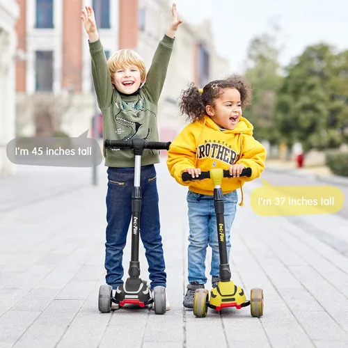 Vista 2 de LOL-FUN Scooter para niños de 3 a 12 años, paquete azul y amarillo
