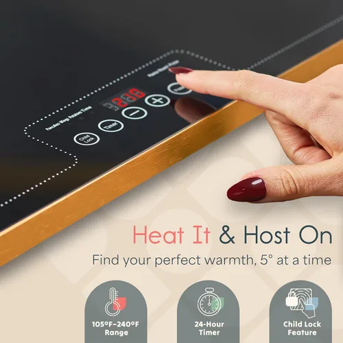 Vista 4 de ThermaPlate - Bandeja de calentamiento grande Calentador eléctrico de alimentos de vidrio de 31.5 x 17.5 pulgadas para cocina, fiestas y bufés
