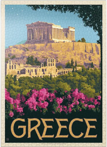 Vista 9 de MyPuzzle Greece: The Parthenon, póster vintage, rompecabezas de 100 piezas para adultos