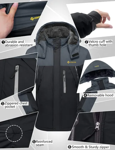 Vista 7 de GEMYSE chaqueta de esquí para hombre, impermeable, rompevientos, para la nieve