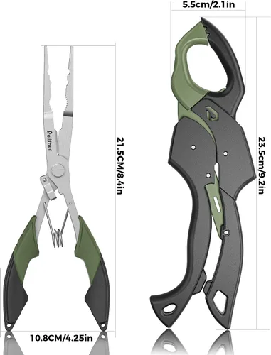 Vista 8 de Fish Gripper 9.2 pulgadas, cortador de línea multifunción, alicates de pesca, kit de herramientas de pesca de agua salada, equipo de pesca