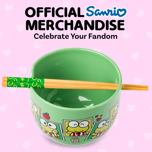 Vista 73 de Silver Buffalo Hello Kitty y sus amigos Chococat - Tazón de cerámica para ramen y arroz con palillos, patrón a cuadros, apto para microondas, 20