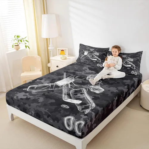 Vista 11 de Erosebridal Graffiti Rugby Ball Sheets for Boys Girls Colorful Rugby Helmet Fitted Sheet,Sports Kids Bedding Sets Football Game Bed Sets Twin 2 Piece