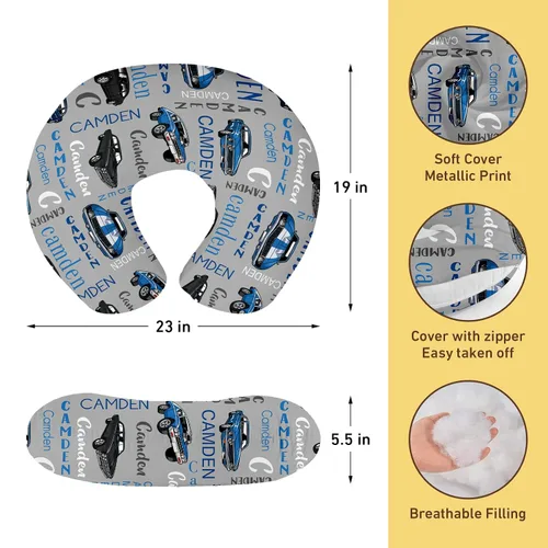 Vista 6 de Funda de almohada de lactancia personalizada con patrón de automóvil, funda de almohada para lactancia materna para biberón o lactancia materna