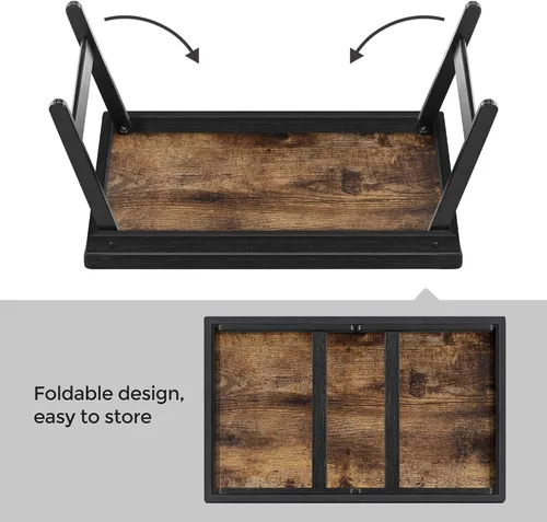 Vista 6 de SONGMICS Mesa de cama con patas plegables de bambú, bandeja de desayuno para sofá, bandeja de servir con ranura para tableta de teléfono, marrón