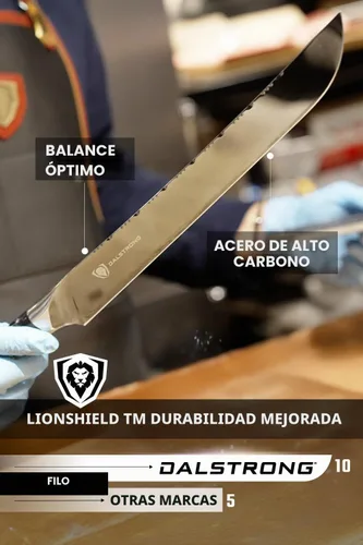Vista 6 de Dalstrong Cuchillo para cortar - 12" - Serie Valhalla Ravenstone Negro con revestimiento de titanio - Acero Premium 9CR18MOV HC - Mango de Resina