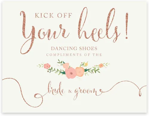 Vista 96 de Andaz Press Letreros de fiesta de boda, purpurina de oro rosa sintético con flores, 8.5 x 11 pulgadas, resalta tu versículo bíblico favorito