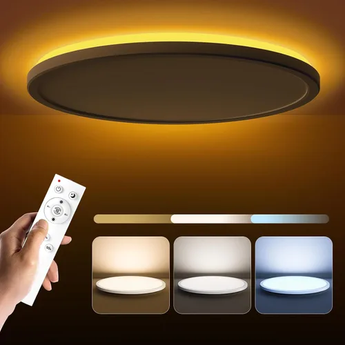 Vista 11 de Matane Lámpara de techo empotrada con control remoto, luz nocturna de 8.7 pulgadas, 18 W, 3000 K-6500 K, ajustable, luces LED de bajo perfil