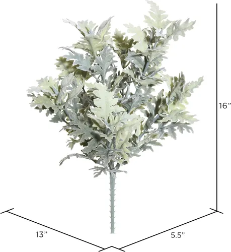 Vista 2 de Vickerman Everyday - Arbusto artificial verde flocado de 16 pulgadas, 2 unidades, arbusto sintético para plantas de interior, vegetación