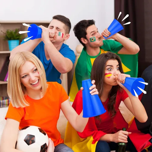 Vista 6 de Woanger 24 piezas de megáfono de animación para fiestas de animaciones deportivas, megáfono de plástico para actividades de partidos deportivos Azul