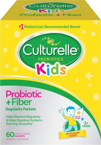 Vista 2 de Culturelle Paquetes de probióticos + fibra para niños (mayores de 3 años), 60 unidades, salud digestiva y apoyo inmunológico, ayuda a restaurar