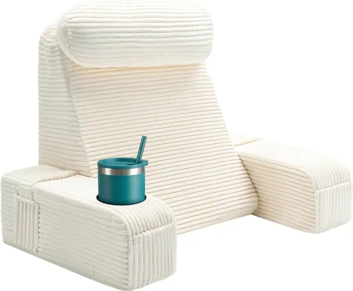 Vista 12 de Almohada de lectura para adultos, almohada de espalda para sentarse en la cama, almohada de respaldo para sentarse en la cama, brazos desmontables