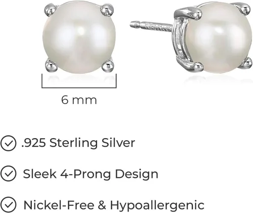 Vista 6 de Amazon Essentials Aretes redondos de plata de ley con piedra natal (anteriormente colección Amazon)