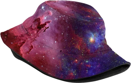 Vista 2 de Sombrero de pescador con patrón de galaxia, sombrero de pescador de estrella, gorra de playa para adultos, mujeres, hombres, viajes, camping