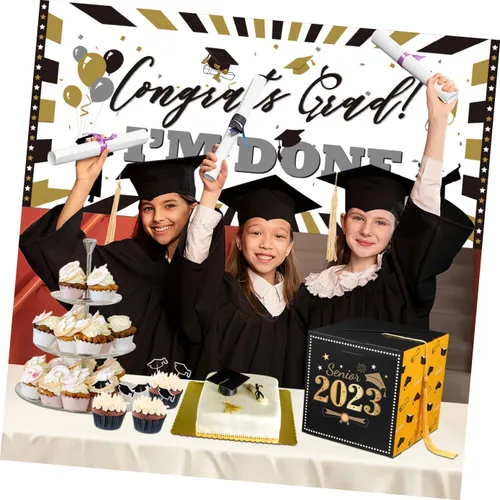Vista 8 de ABOOFAN Caja de tarjetas de graduación 2023, caja de tarjetas de regalo de felicitaciones graduadas con borla para decoraciones de fiesta