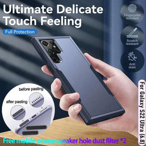Vista 4 de Funda híbrida de doble capa para Galaxy S22 Ultra de 6.8 pulgadas, resistente a los golpes, resistente a los golpes, con 1 soporte magnético