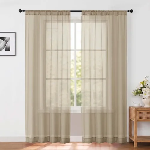 Vista 51 de OWENIE White Sheer Curtains 96 Inches Long 2 Panels for Living Room 52 Wide