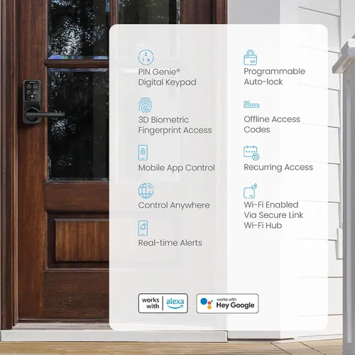 Vista 8 de Lockly Secure Pro Smart Lock Wi-Fi, cerradura de puerta digital de entrada sin llave, sensor de huellas dactilares biométrico 3D, cerradura