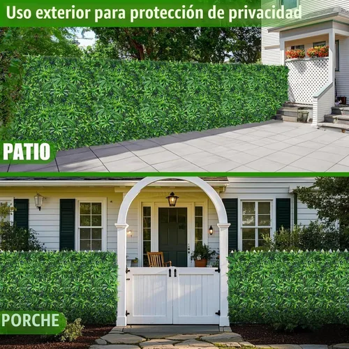 Vista 7 de Paneles de pared de césped artificial, 20"x20" 6 piezas de fondo de césped de seto, paneles de boj de plantas de vegetación falsa anti-UV Money Tree