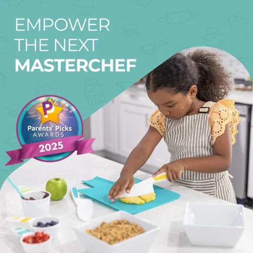 Vista 3 de Tovla Jr - Juego de cuchillos seguros para niños para cocina real, cuchillos de cocina para niños pequeños, herramientas de cocina Montessori STEM