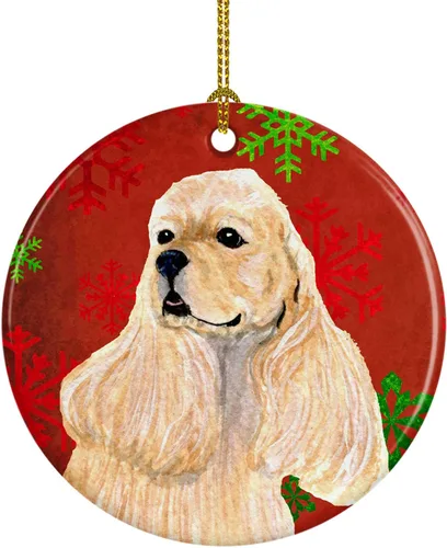 Vista 21 de Caroline's Treasures Affenpinscher - Adorno de cerámica para colgar en el árbol de Navidad con copos de nieve rojos y verdes, para el hogar
