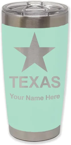 Vista 35 de LaserGram Vaso aislado al vacío de 20 onzas, bandera de Texas, grabado personalizado incluido (negro)