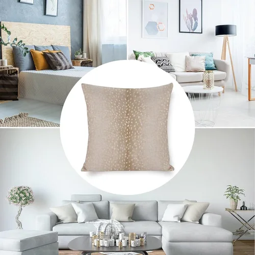 Vista 4 de Fundas de almohada Antelope, cuadradas, de gamuza color becerro, con estampado dorado de antílope moderno, funda de almohada de lino acento