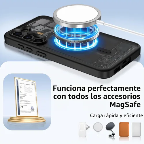 Vista 9 de Gritup Funda para Samsung Galaxy S23 con 2 protectores de pantalla (compatible con MagSafe) (protección de grado militar), delgada, translúcida Negro