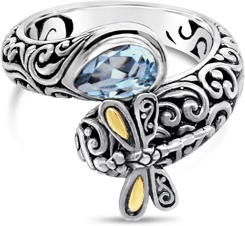 Vista 3 de Sterling Silver 925 and 18K Gold with Gemstones Ring
