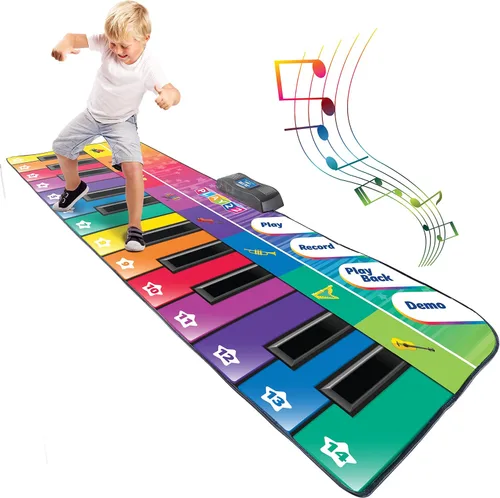 Vista 9 de Play22 Alfombrilla de piano de suelo de 6 pies para niños pequeños, tapete de juego de piano gigante, 24 teclas, 8 instrumentos musicales, volumen