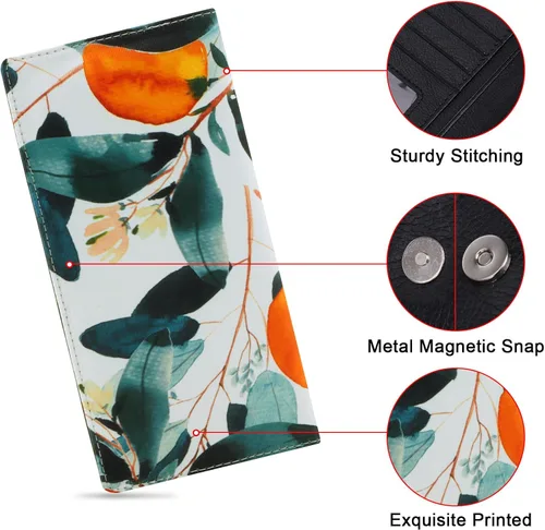 Vista 187 de HUA ANGEL Billetera ultra delgada para mujer, con bloqueo RFID, tarjetero de crédito, plegable, largo, hebilla magnética, billete para mujer, Owl