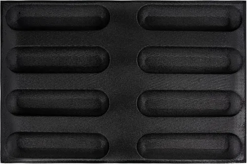 Vista 10 de Pan para hornear baguette pan perforado Eclair hojas de malla molde de silicona estrecha barra rectangular 15.748x11.732x0.197 in 16-cavidad por