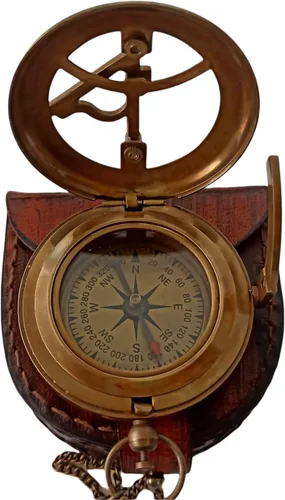 Vista 5 de Brújula con reloj de sol personalizado con estuche de cuero, regalo para hijo, regalo para mi hijo, regalo de mamá a hijo, regalo de papá a hijo