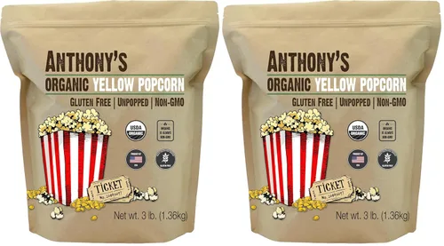 Vista 7 de Anthony's Granos de palomitas de maíz amarillos orgánicos, 3 lb, sin reventar, sin gluten, sin OGM