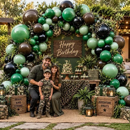 Vista 5 de Globos negros, verdes y marrones, doble relleno, color verde esmeralda oscuro, kit de arco de guirnalda de globos para Navidad, Año Nuevo Negro