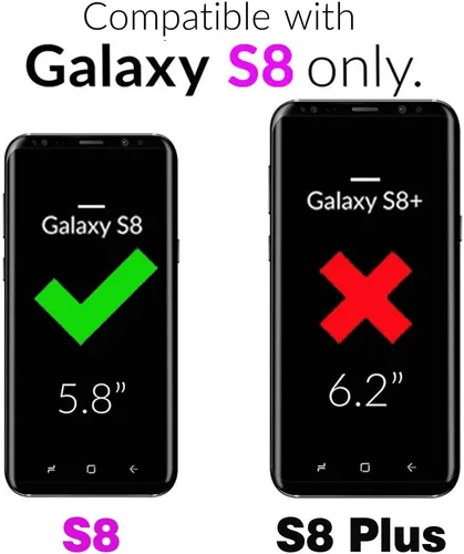 Vista 2 de Funda de teléfono para Samsung Galaxy S8 con protector de pantalla de vidrio templado, funda de cuero con tapa de girasol, soporte para tarjetas