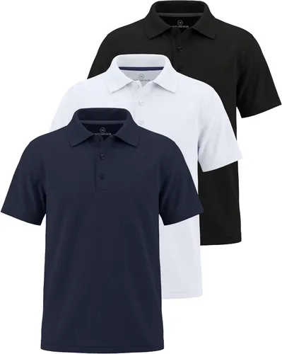 Vista 14 de Real Essentials Paquete de 3: Polo de manga corta para niño, uniforme escolar, rendimiento activo, golf (de 4 a 16 años)