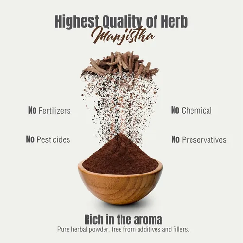 Vista 6 de HerbsForever Polvo de manjistha - Rubia Cordifolia - Hierba para el cuidado de la piel - Apoya la desintoxicación y la purificación - Sin OMG