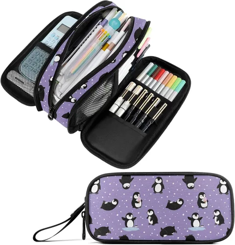 Vista 26 de Fustylead Alice - Estuche de ajedrez para lápices con cremallera, bolsa de maquillaje, bolsa de cosméticos, bolsa de viaje multiusos, caja